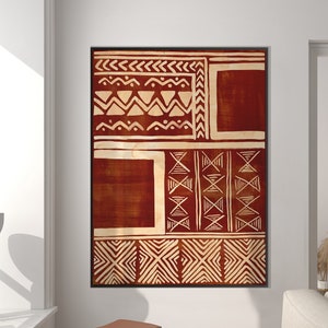African Pattern Art Print, Ethnic Afro American Art Terracotta Geometric Tribal Style Boho Minimal Decor Housewarming Eco Friendly Gift