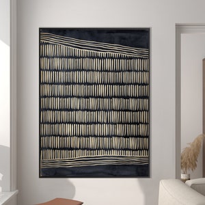 Ethnic Style Pattern Art Print, Ethnic Decor Art Black Beige Geometric Tribal Style Boho Minimal Room Decor Housewarming Eco Friendly Gift