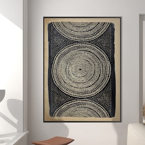 Ethnic Style Pattern Art Print, Ethnic Decor Art Black Beige Geometric Tribal Style Boho Minimal Room Decor Housewarming Eco Friendly Gift