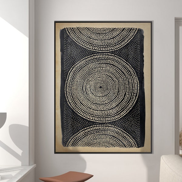 Ethnic Style Pattern Art Print, Ethnic Decor Art Black Beige Geometric Tribal Style Boho Minimal Room Decor Housewarming Eco Friendly Gift