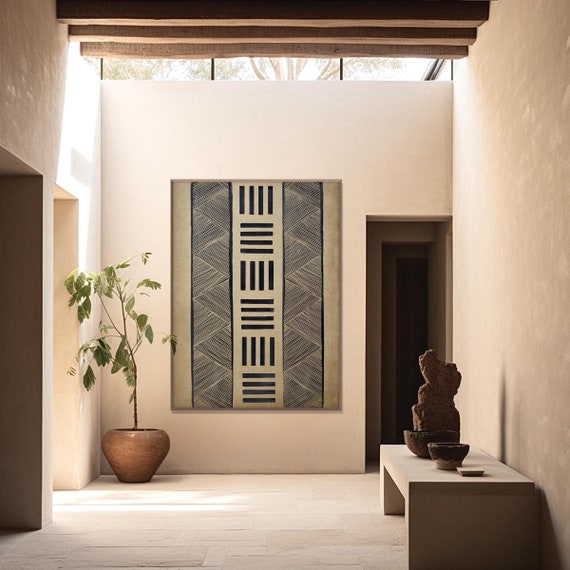 Ethnic Style Pattern Art Print, Ethnic Decor Art Colors Geometric Tribal Style Boho Minimal Room Decor Housewarming Eco Friendly Gift