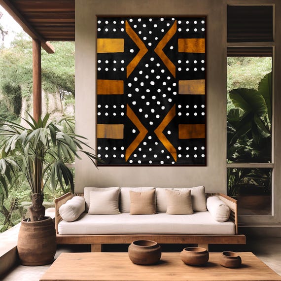 African Style Art Print, Ethnic Afro American Art Terracotta Geometric Tribal Style Boho Minimal Decor Housewarming Eco Friendly Gift