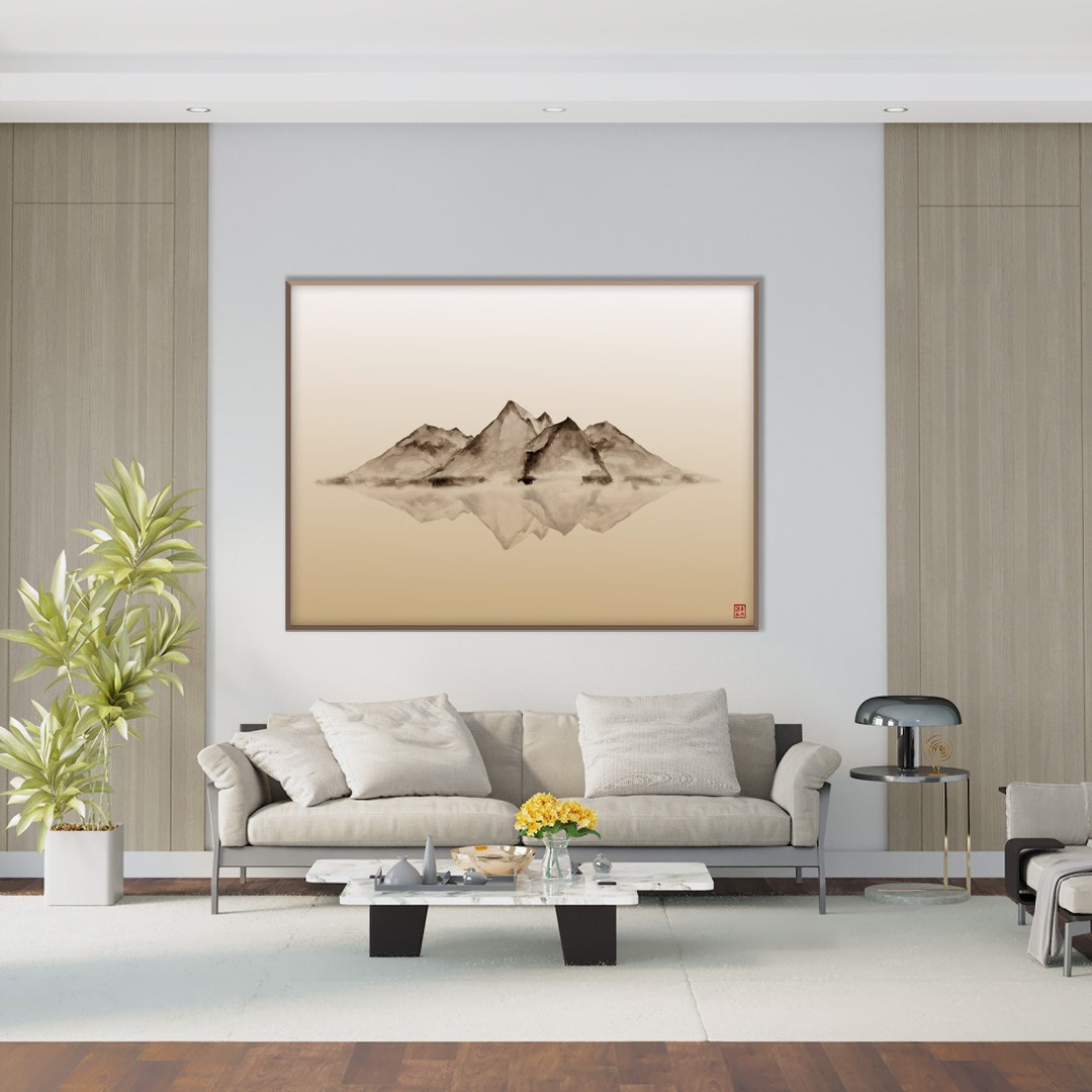 Tableau Toile 80x120 Cm – Montagne Asiatique Porcelaine – Décoration Murale ARTTOR