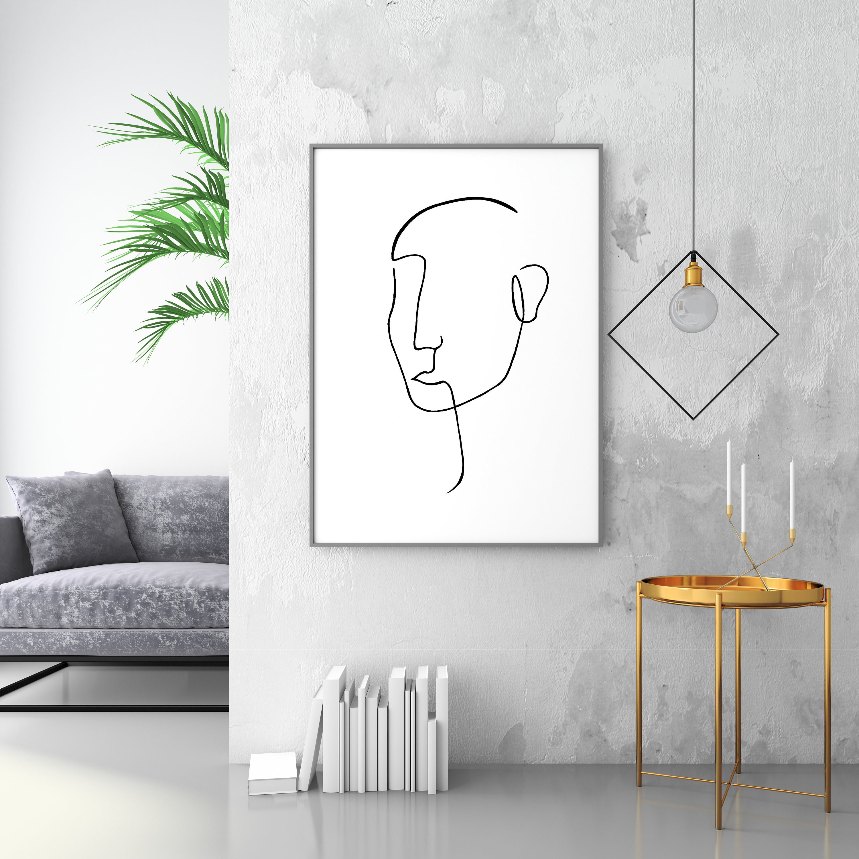 Abstract Human Silhouette Print Contemporary Portrait