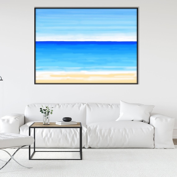 Abstract Ocean Seascape Print, Print on Demand Wall Art Vibrant Colors Beach Watercolor Minimal Turquoise Room decor Eco Friendly Art Gift