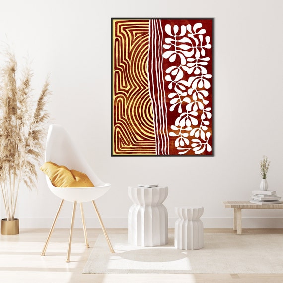 Australian Aboriginal Style Art Print, Indigenous Ethnic Tribal Print Terracotta Minimal Modern Boho decor Housewarming Eco Friendly Gift