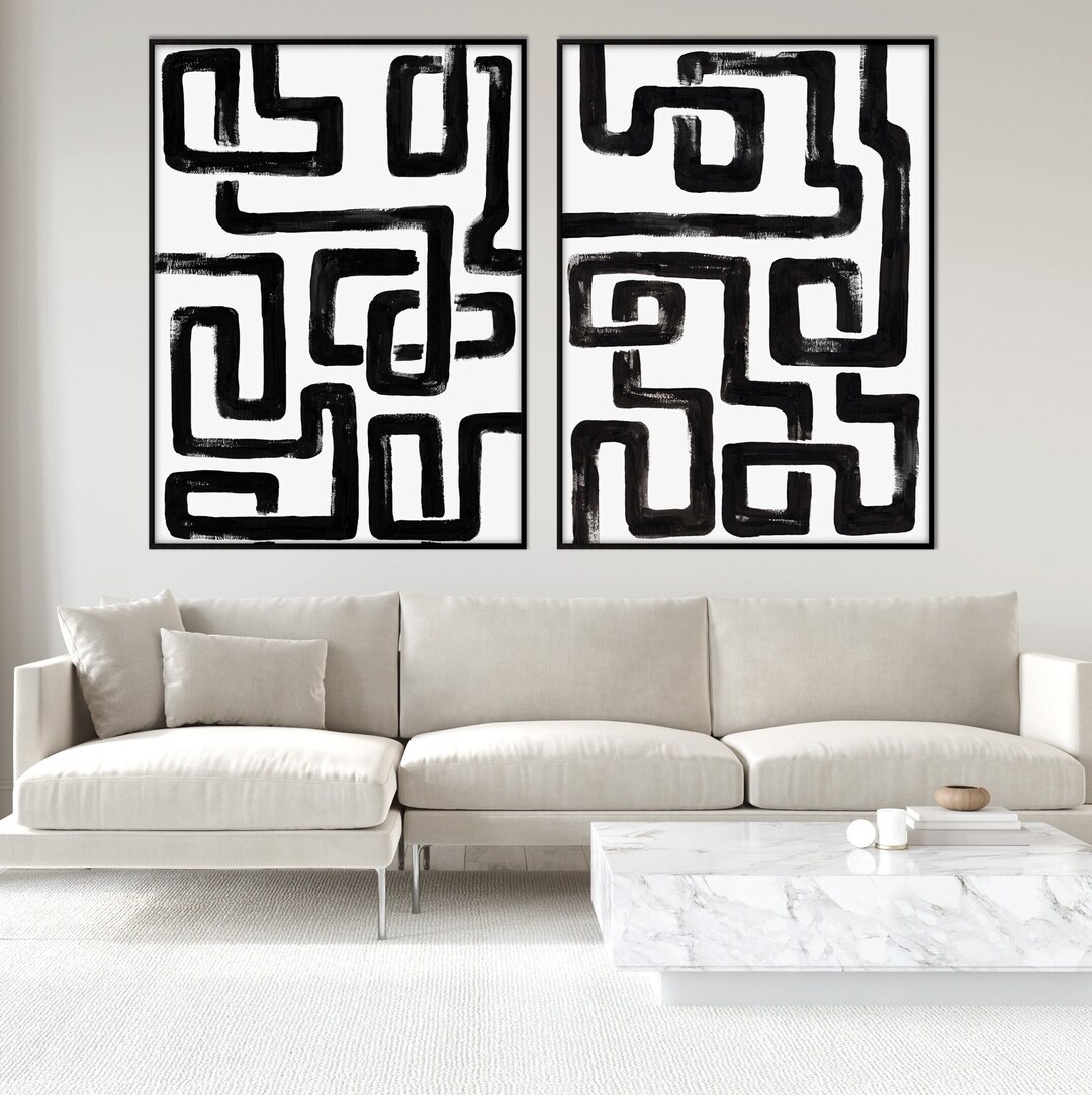 Set of Two Abstract Artwork Poster Print Print on Demand Wall Etsy