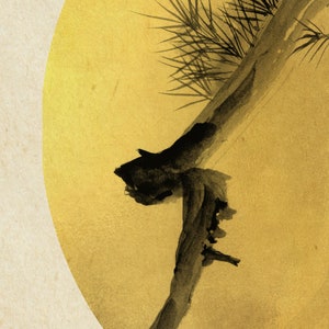 Japanese Sumi E Pine Tree Branches Print, Oriental Asian Landscape Ink ...