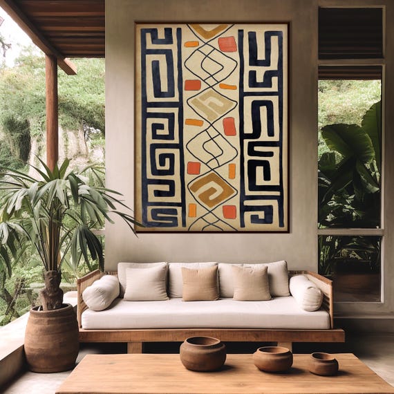 African Pattern Art Print, Ethnic Afro American Art Terracotta Geometric Tribal Style Boho Minimal Decor Housewarming Eco Friendly Gift