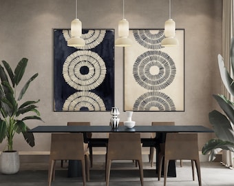 Set of Two  Aboriginal Style Art Print, Ethnic Inspiration Tribal Print Minimal Modern Boho decor Housewarming Eco Friendly Gift