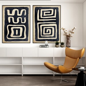 Set of Two African Art Print,ethnic Tribal Black Beige Wall Art Tribal ...