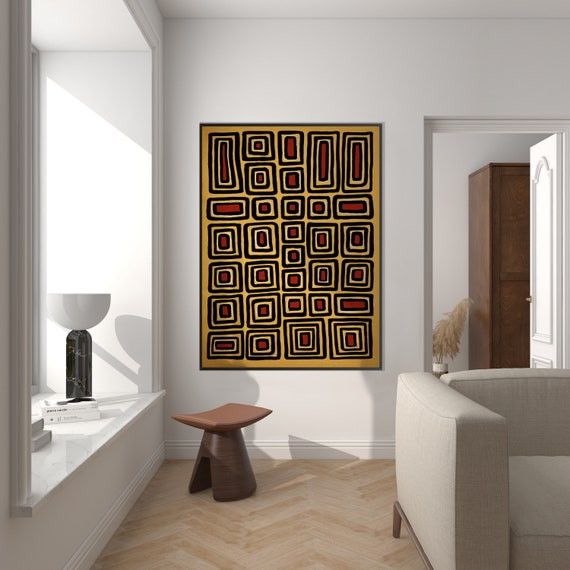 Australian Aboriginal Style Art Print, Indigenous Inspiration Ethnic Tribal Print Minimal Modern Boho decor Housewarming Eco Friendly Gift