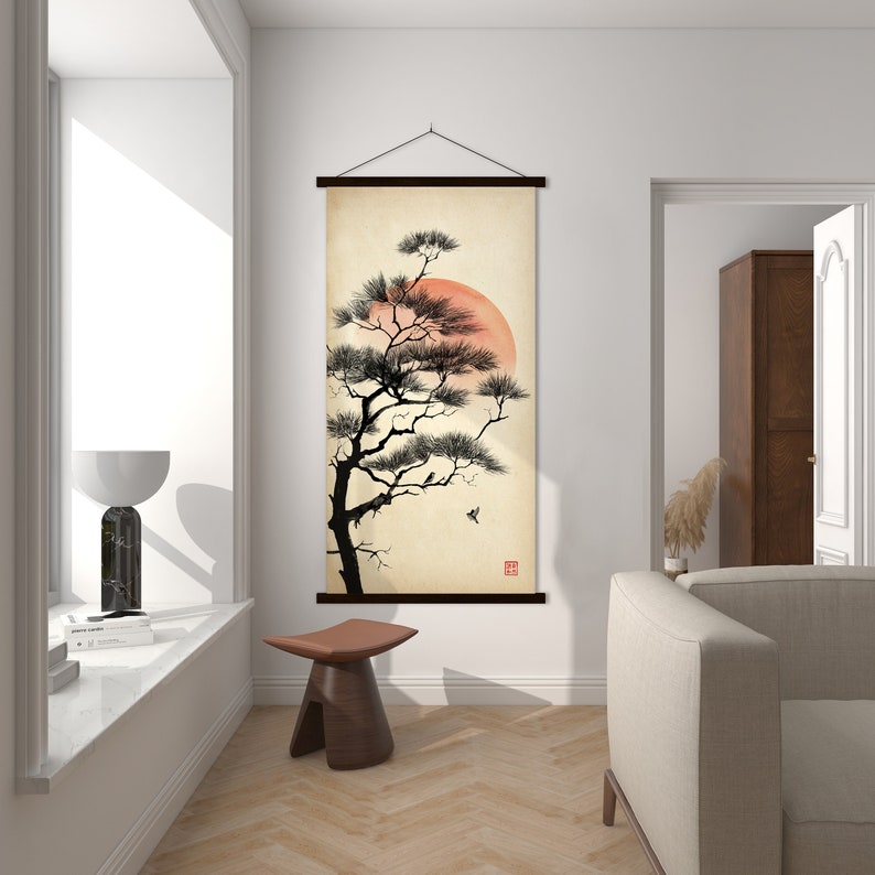 Japanese Sumie Pine Branches Poster Print, Chinoiserie Oriental Asian ...