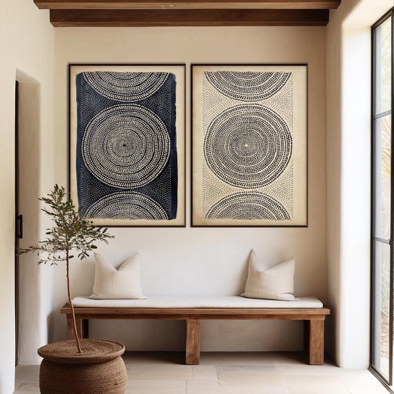Set of Two Ethnic Aboriginal Style Art Print, Ethnic Inspiration Tribal Print Minimal Modern Boho decor Housewarming Eco Friendly Gift