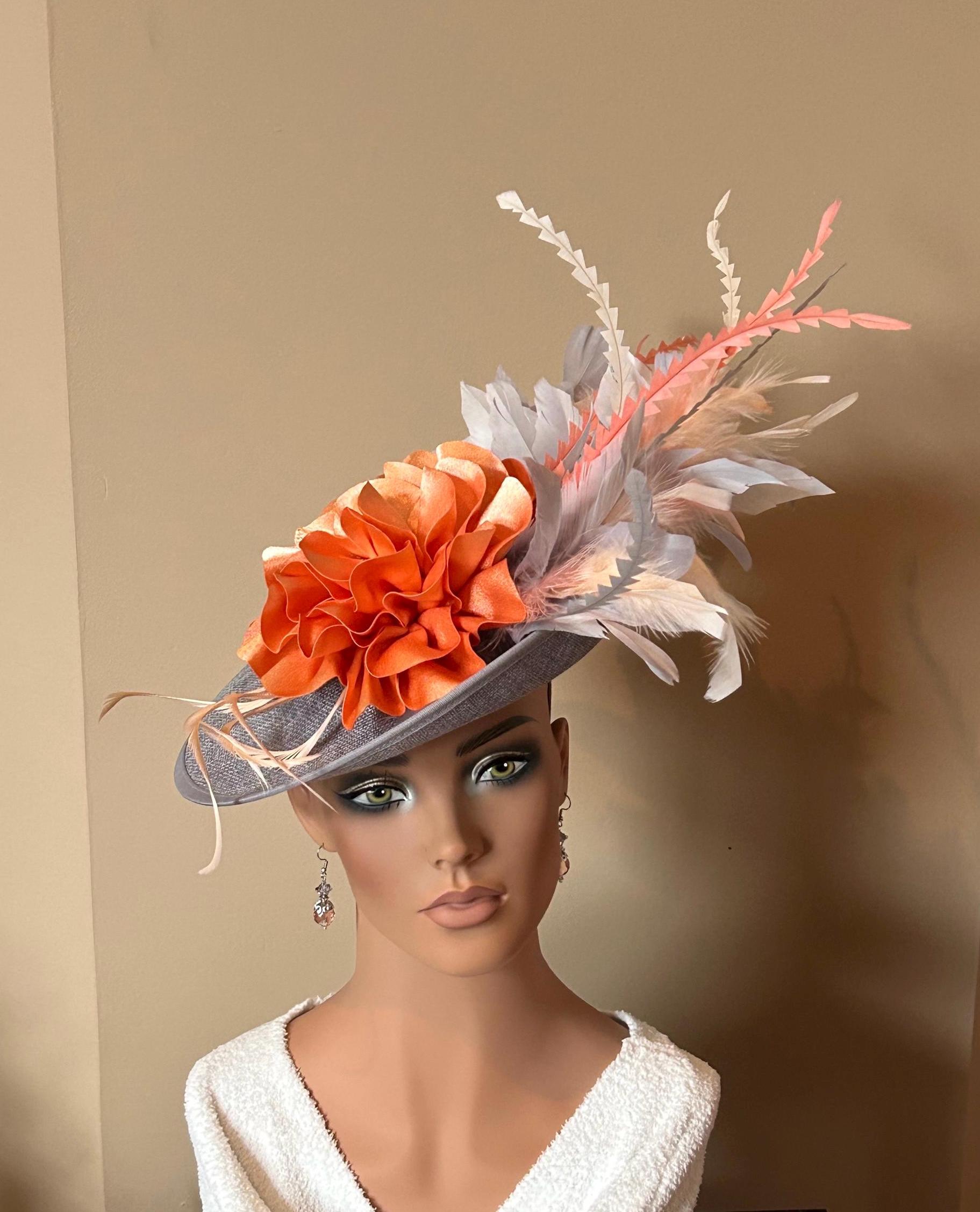 Peach & Grey Fascinator - Etsy