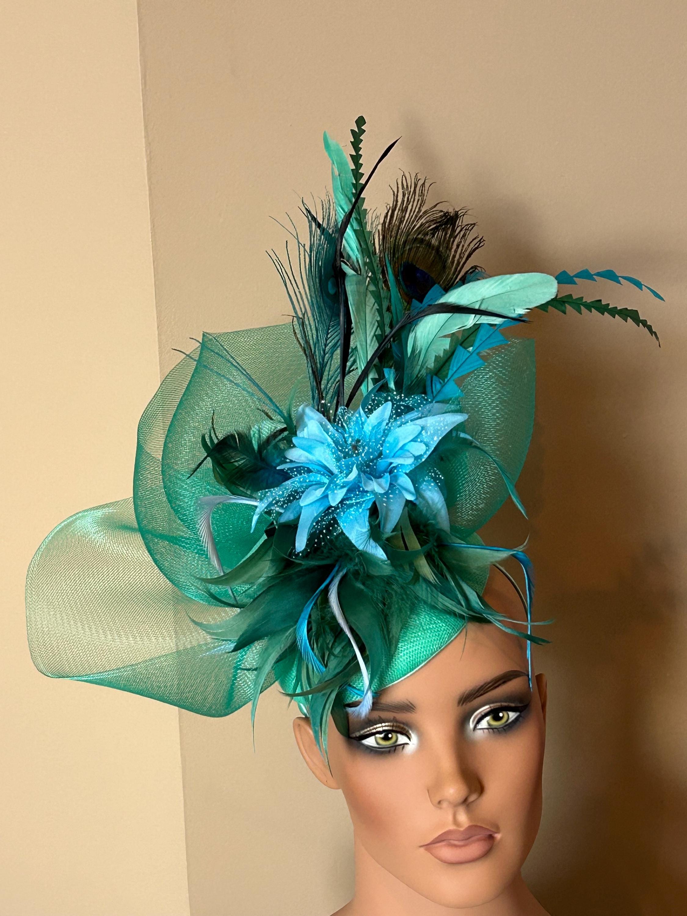 Dark forest & olive green  Feather Fascinator Hair Clip. Handmade in USA Forest Fascinator - Etsy UK main image 3
