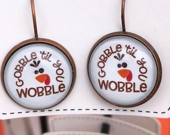 Handmade Thanksgiving Turkey Earrings: Bronze Drop Earrings