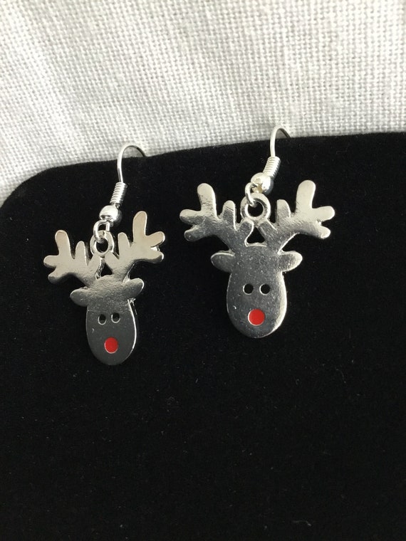 Reindeer with hat earrings