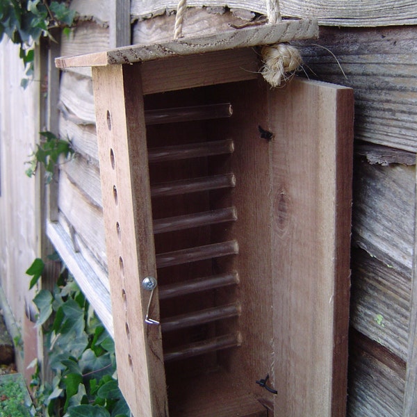 Bee,bug house, with clear tubes , (You can see, how the bees form cells, for the larvae,)