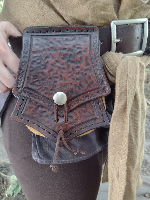 Small Suede Leather Pouch Bag Medieval Style Coin Purse Belt Pouch Costume  Accessory 