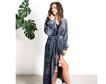 ladies velour dressing gowns zip front