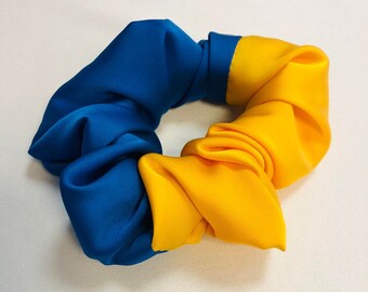 Silk hair scrunchie Ukraine flag colors Hair accessories Support Ukraine Satin rubber band scrunchies