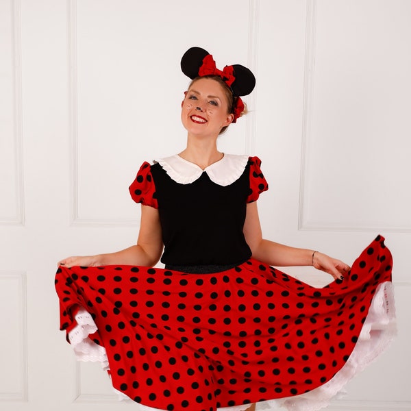 Disfraz de ratón Minnie para mujeres Traje de fiesta de Halloween Disfraza el set de fiesta de cumpleaños de Disney