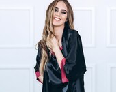 Black silk dressing gown for women High quality silk kimono bathrobe for women Personalized bathrobes for women Robes for maternity