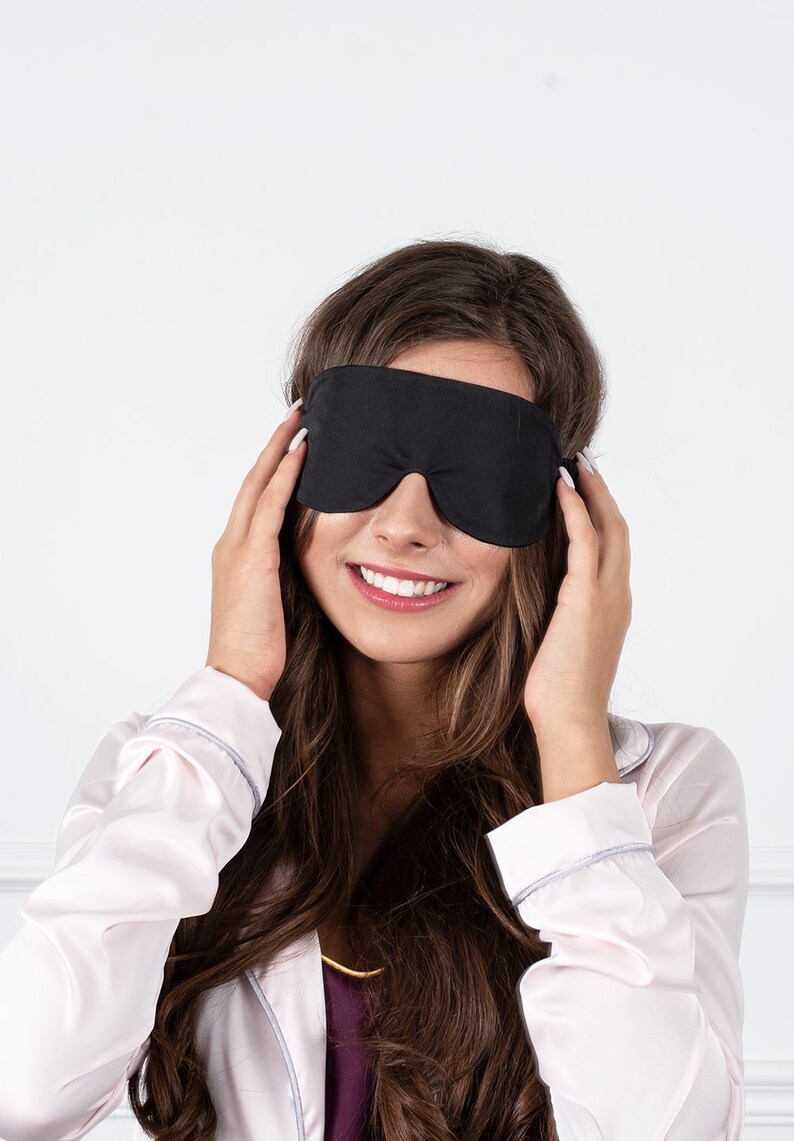 Silk Blindfold Black Satin Mask Artificial Silk Sleep Mask Eye Etsy