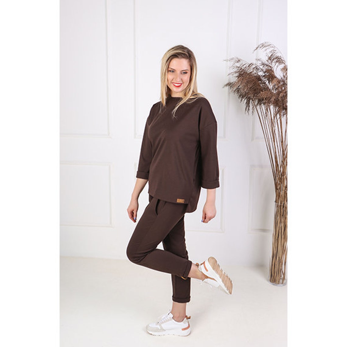 brown sweats set