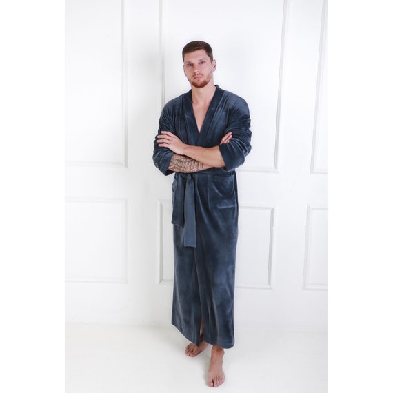 Palermo Grey, Navy, Green Waffle Unisex Dressing Gown By The Fine Cotton  Company | notonthehighstreet.com