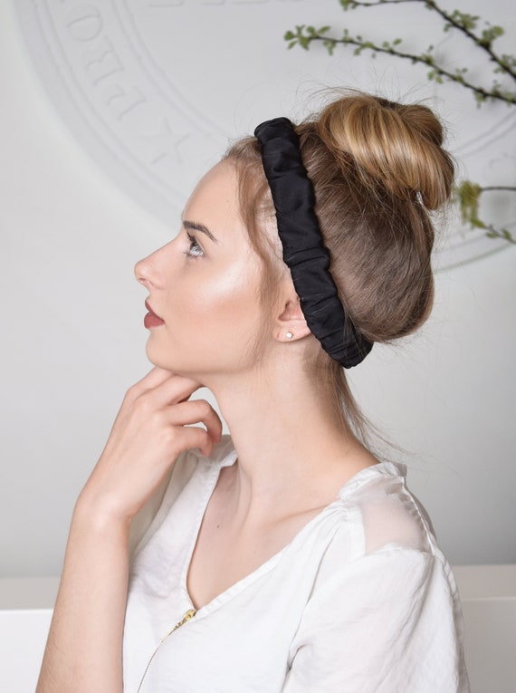 100 Pure Silk Spa Headband Black Silk Hair Scarf Boho Etsy