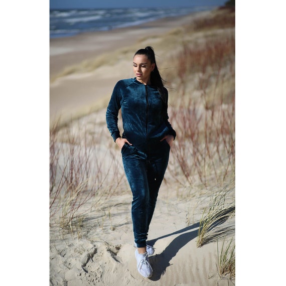 Teal Velvet Set Women's Velour Tracksuit Matching Two Piece Co Ord Jogger  Set Velvet Sweatshirt and Pants Loungewear 