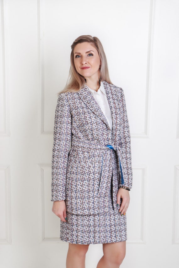 Blazer Skirt Suit for Women Chanel Pattern Two Piece Business 
