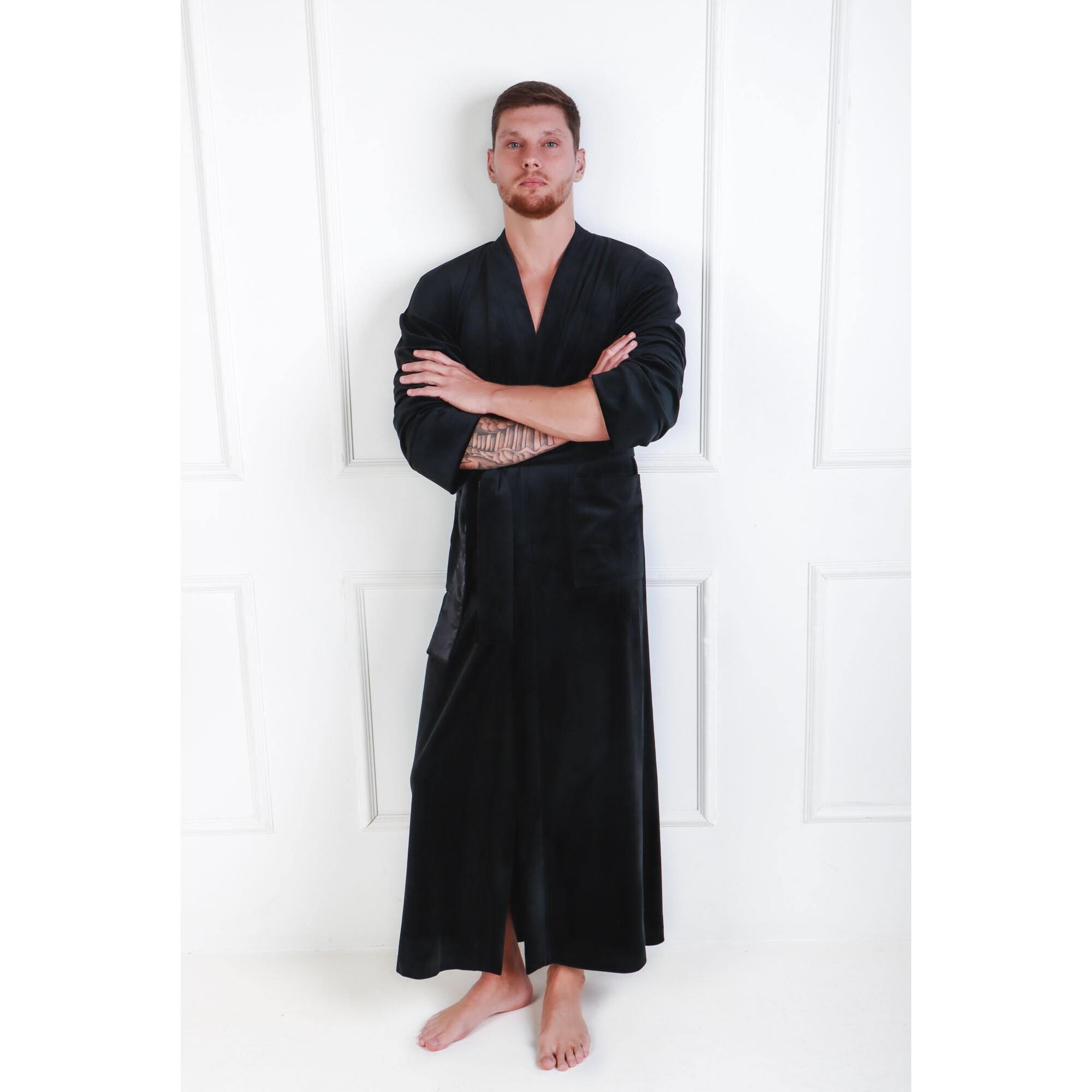 Pacific Style Light Weight Full Length Hooded Turkish Cotton Bathrobe