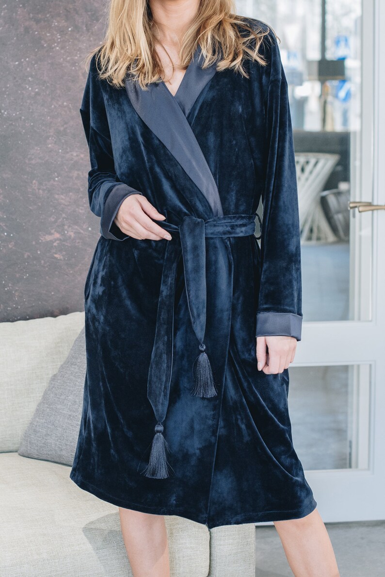Classic Plush Velvet Robe Shawl Collar Velour Robe Women Etsy