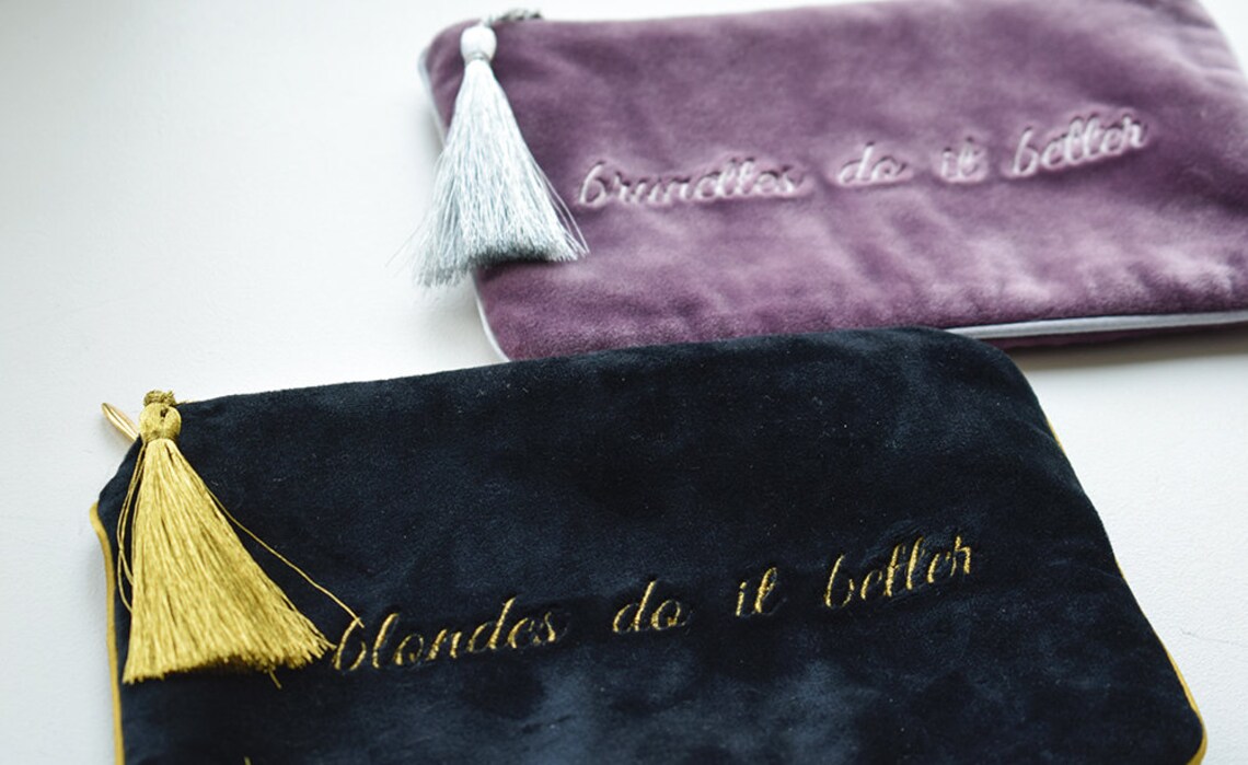 Personalized Makeup Pouch Velvet Cosmetic Bag Velour Zipper Etsy