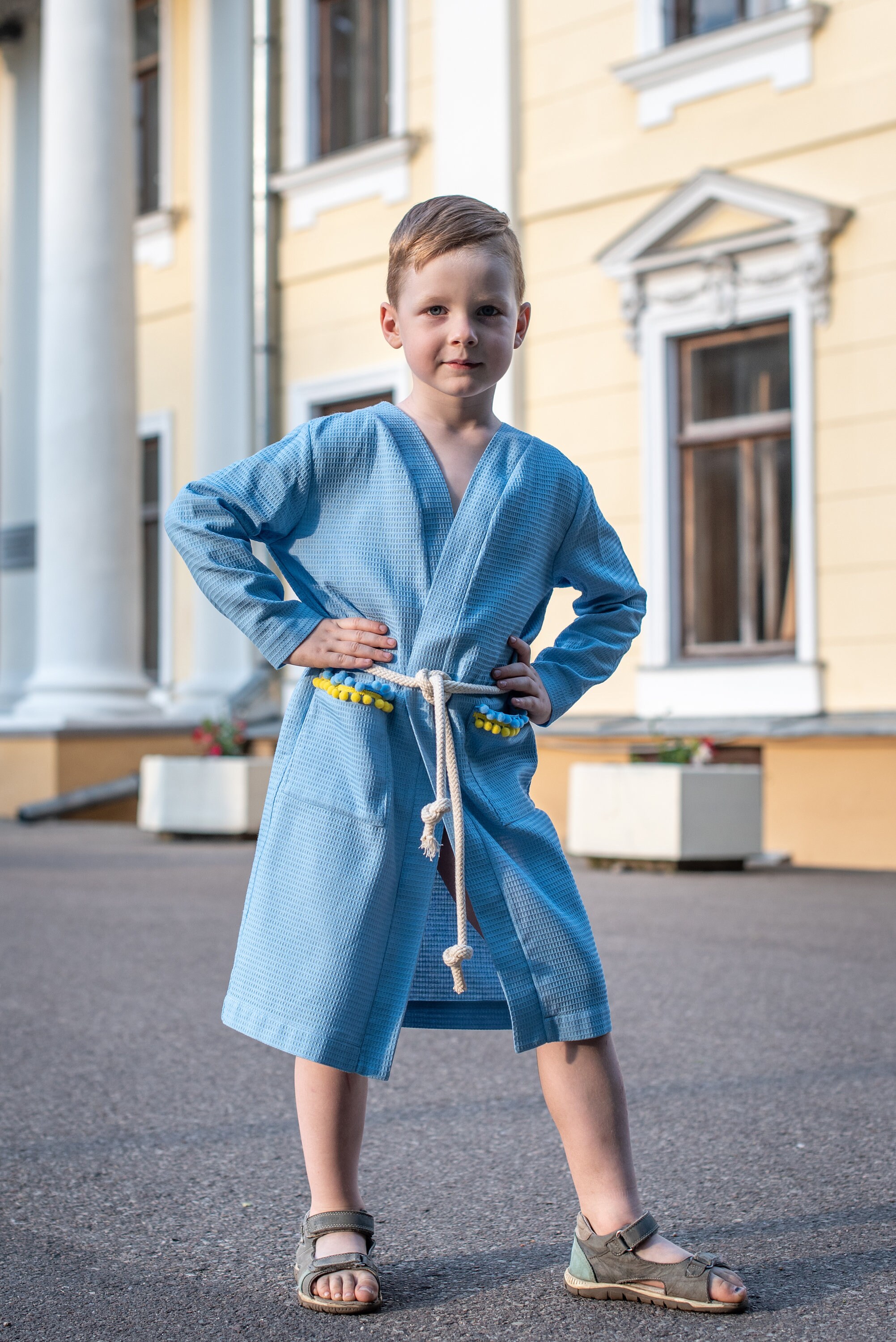 Kids Robe White Boys Bathrobe Toddler Robe Dressing Gown Etsy