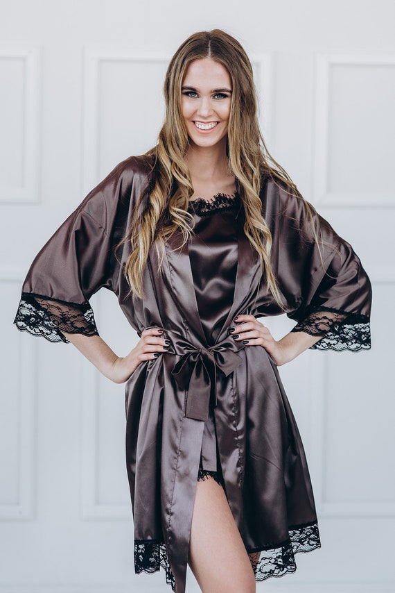 satin kimono dressing gown