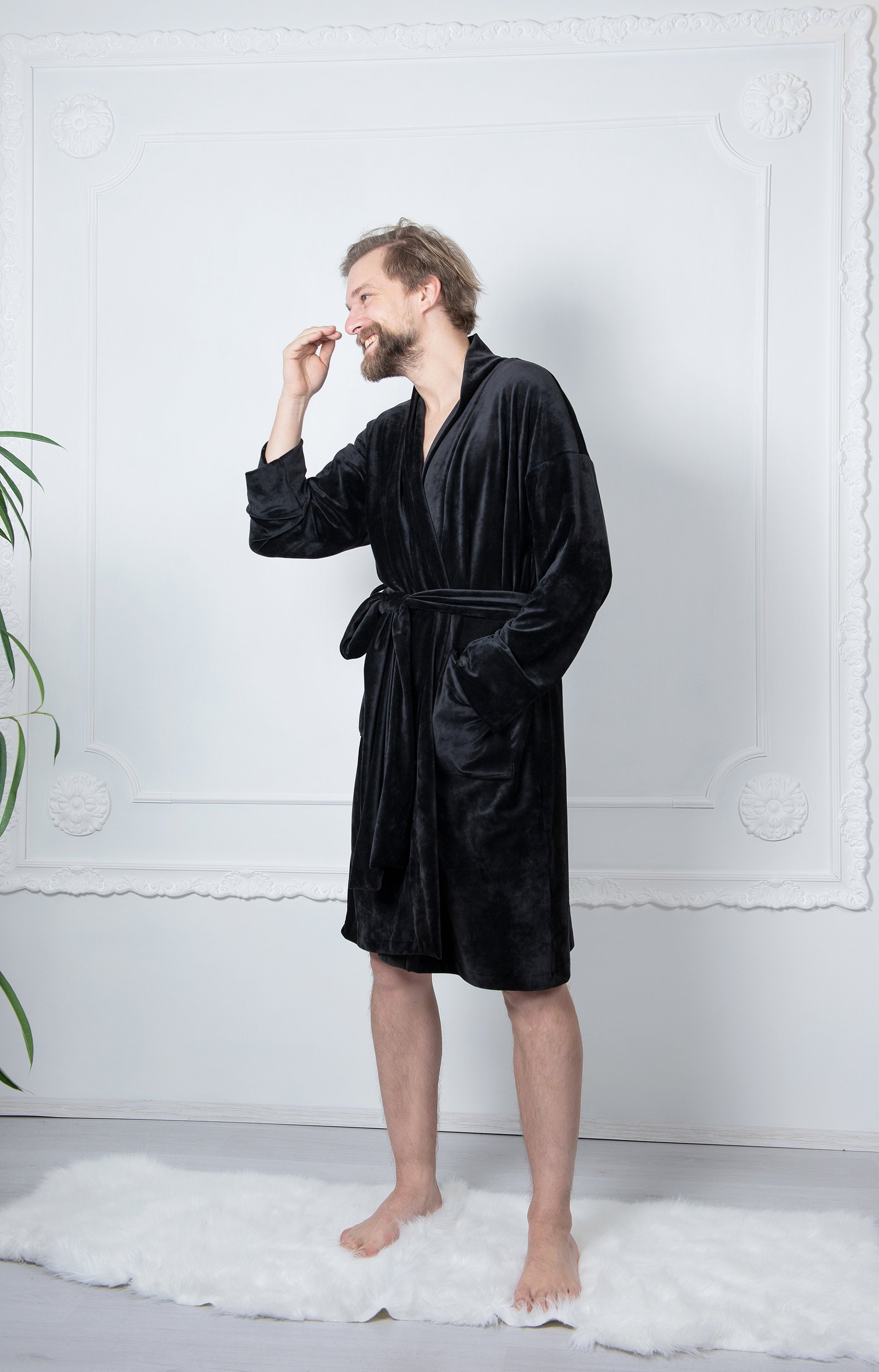 Sparrow LV C-6645 Inspired Embossed Velour Lounger Morning Robe