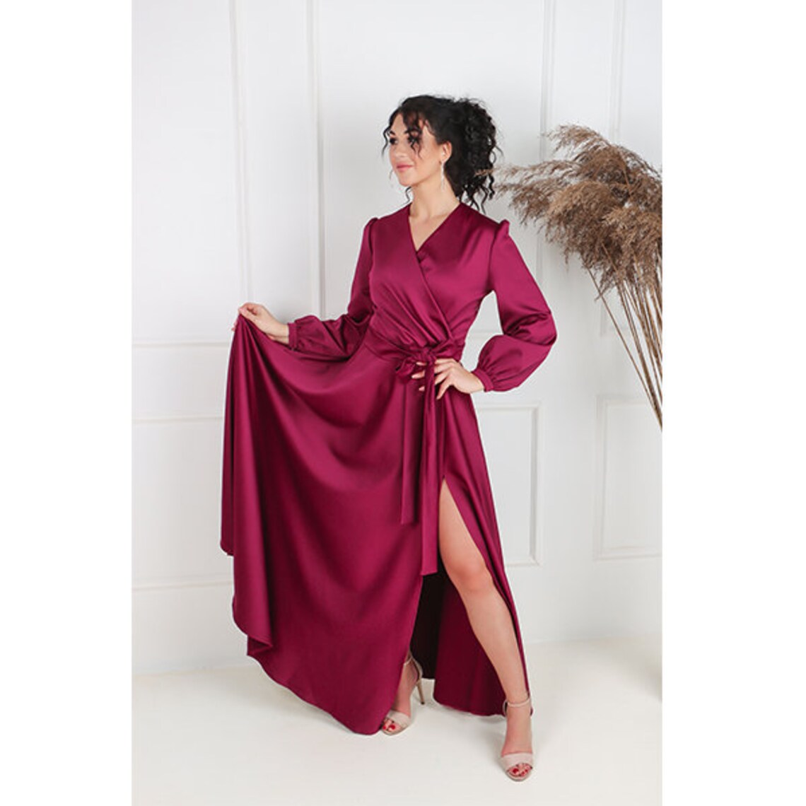 raspberry evening gown