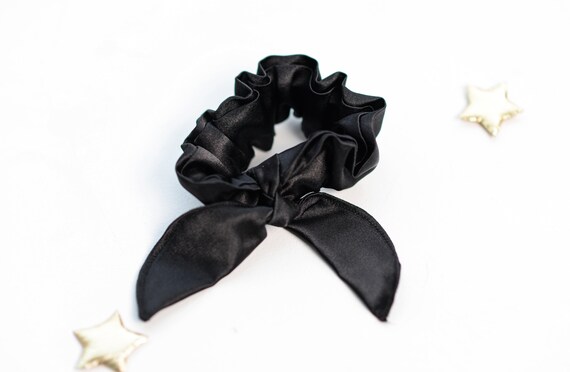 Satin Hair Ties Silk Scrunchies Black Silk Hair Scarf Hair Etsy