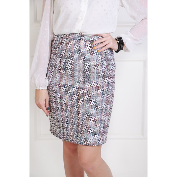 Formal Pencil Skirt for Women Chanel Fabric Midi Length 