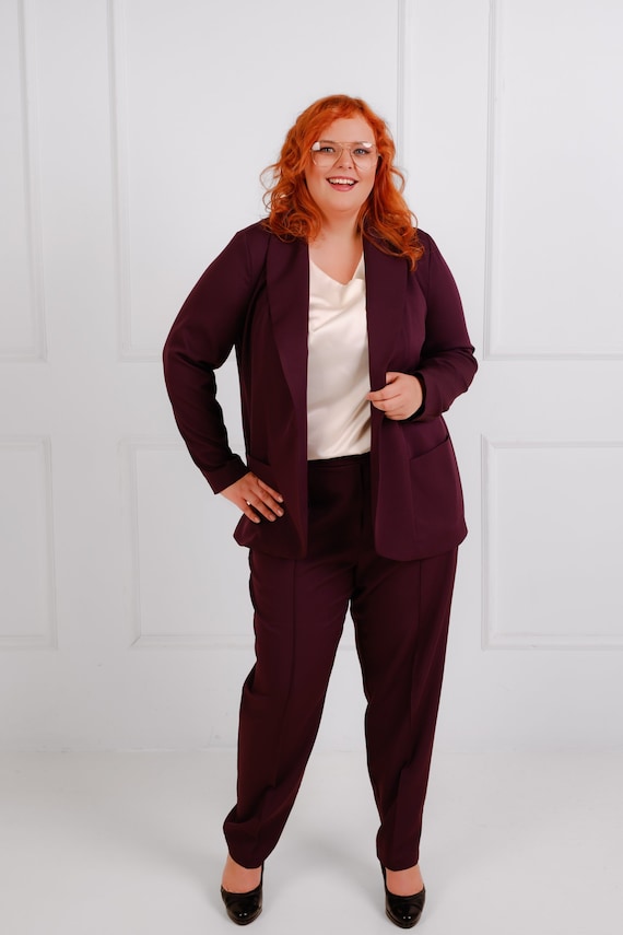 Red pant sale suit plus size