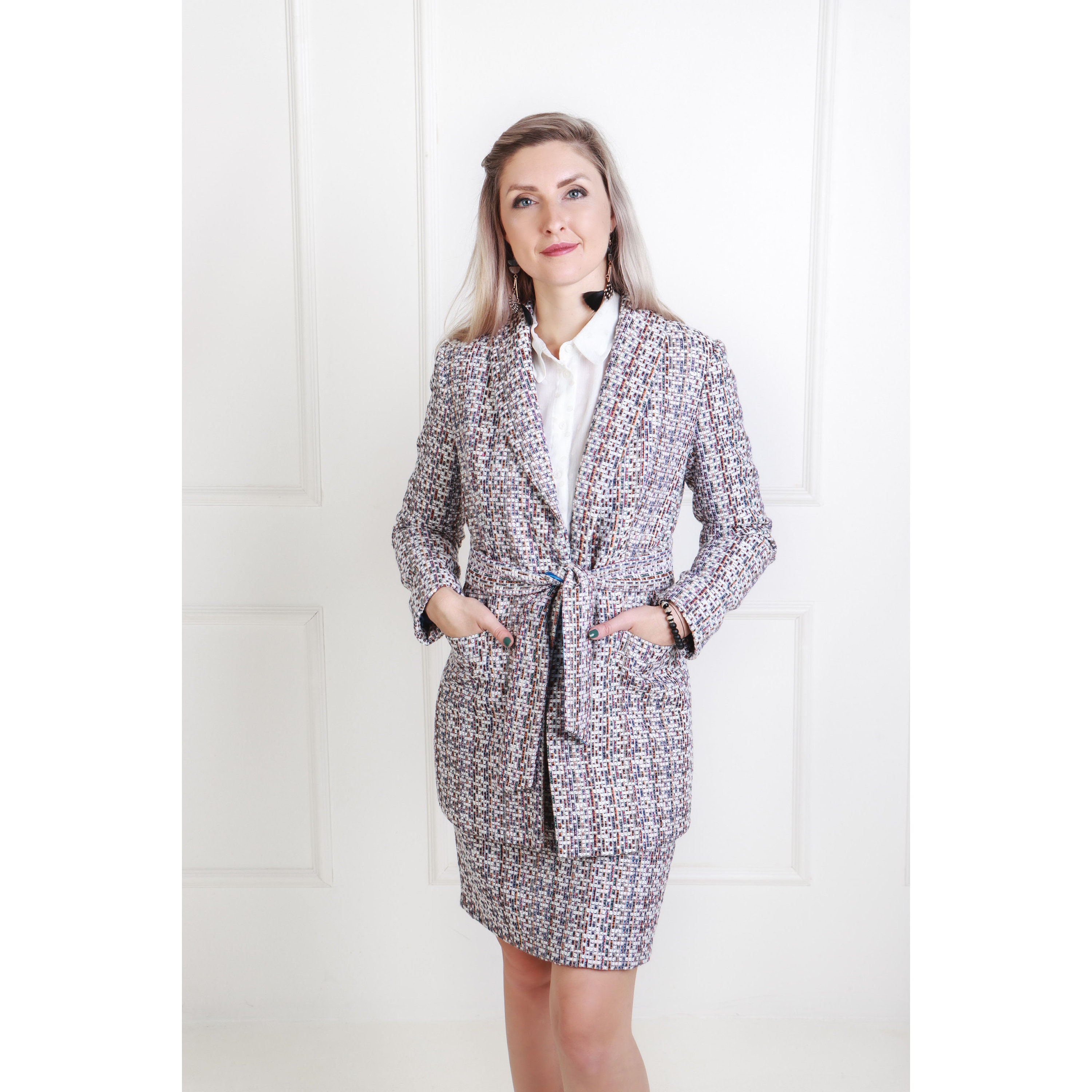Blazer Skirt Suit for Women Chanel Pattern Two Piece Business -  Denmark