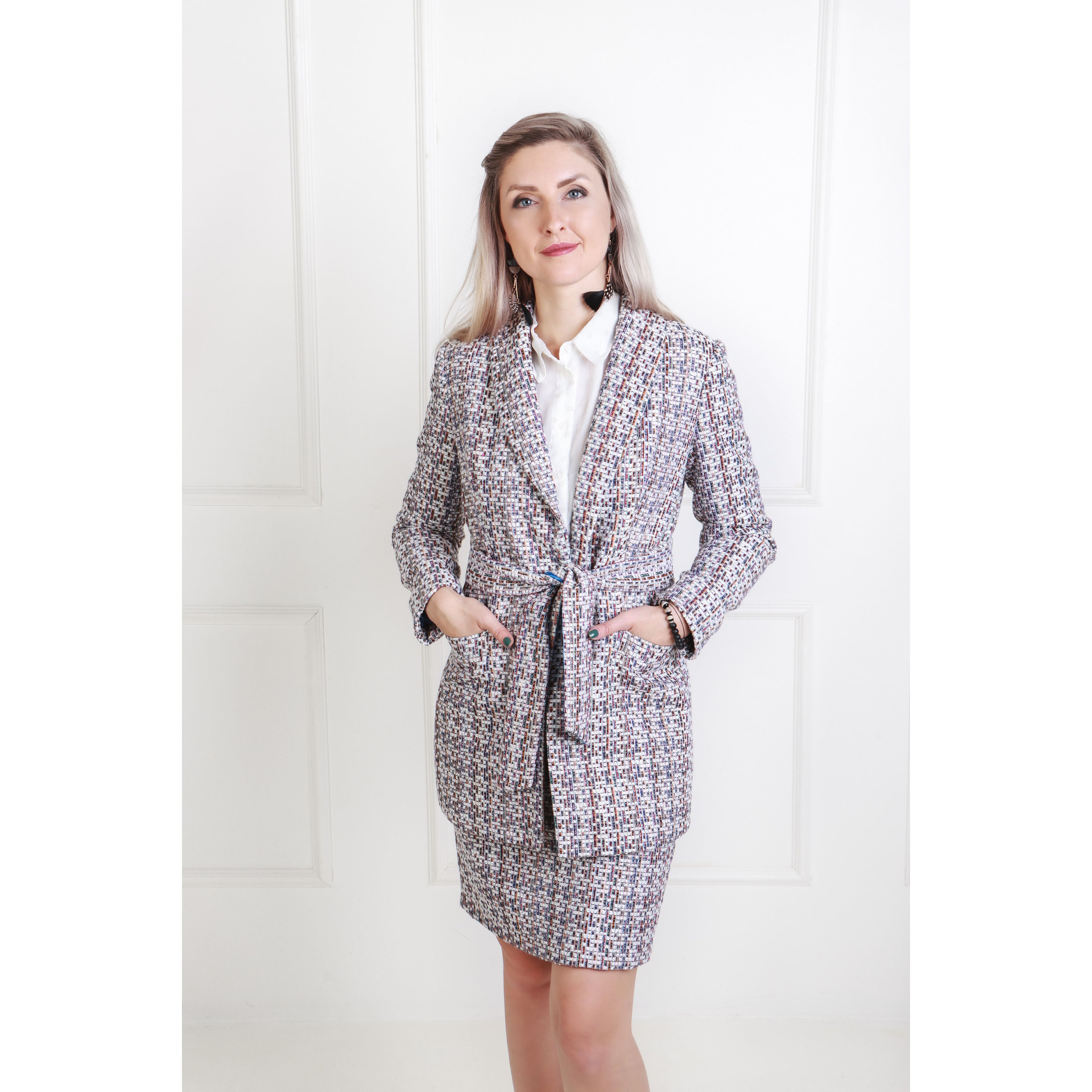 Blazer Skirt Suit for Women Chanel Pattern Two Piece Business 