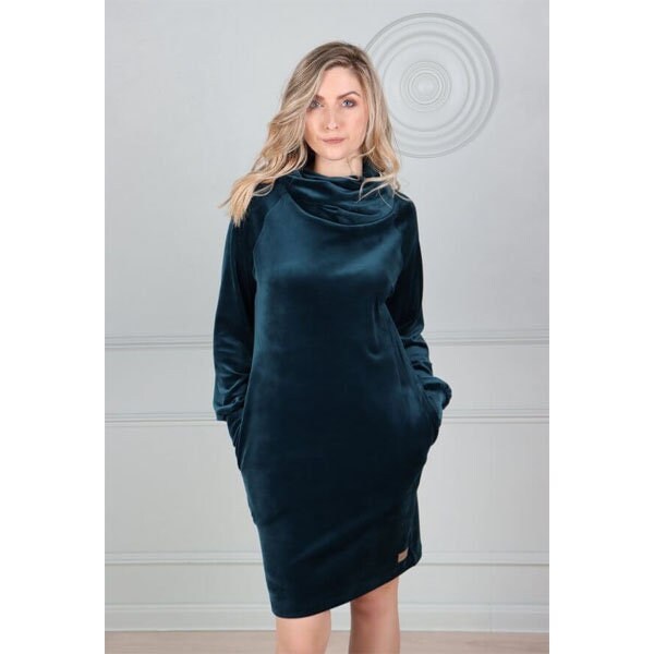 Velvet Dress for Women Long Sleeve Cowl 