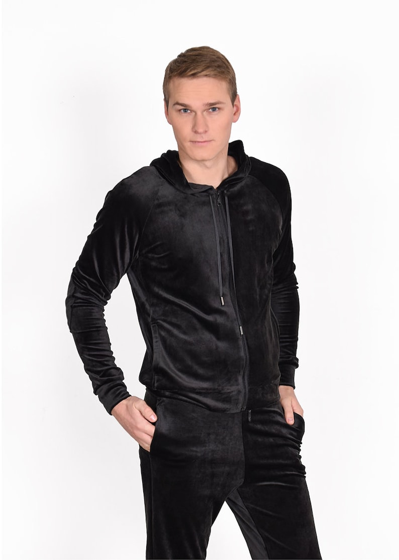 Mens velvet two piece set Casual suit Zip up hoodie and pants Matching velvet set for hm Tracksuit Lounge set Mens outfit