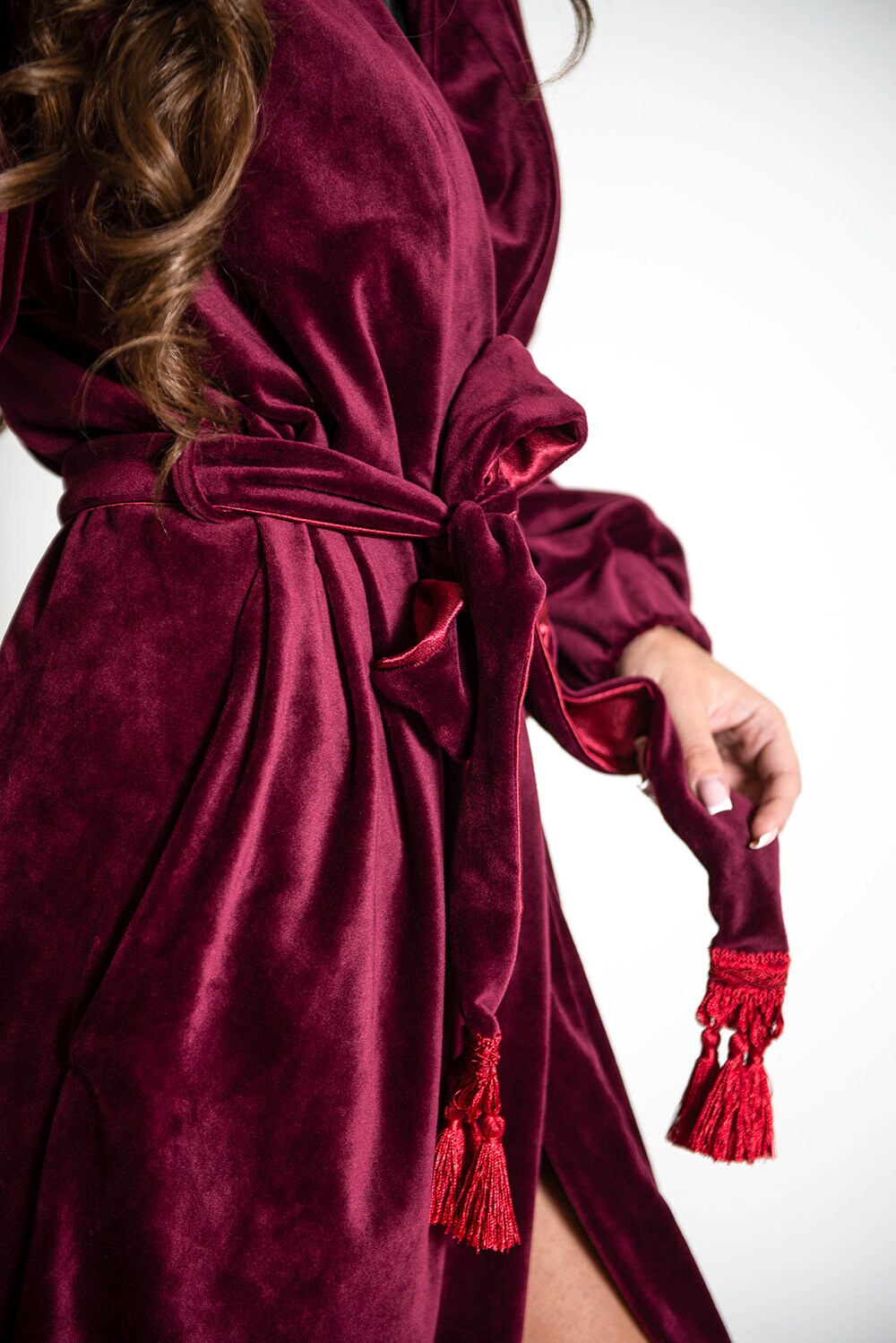 White Velvet Dressing Gown Velour Womens Bathrobe Soft Shawl Etsy