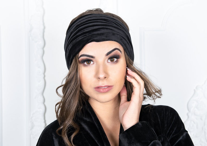 Velvet Headband Hair Turban Black Velour Hair Accessories Etsy